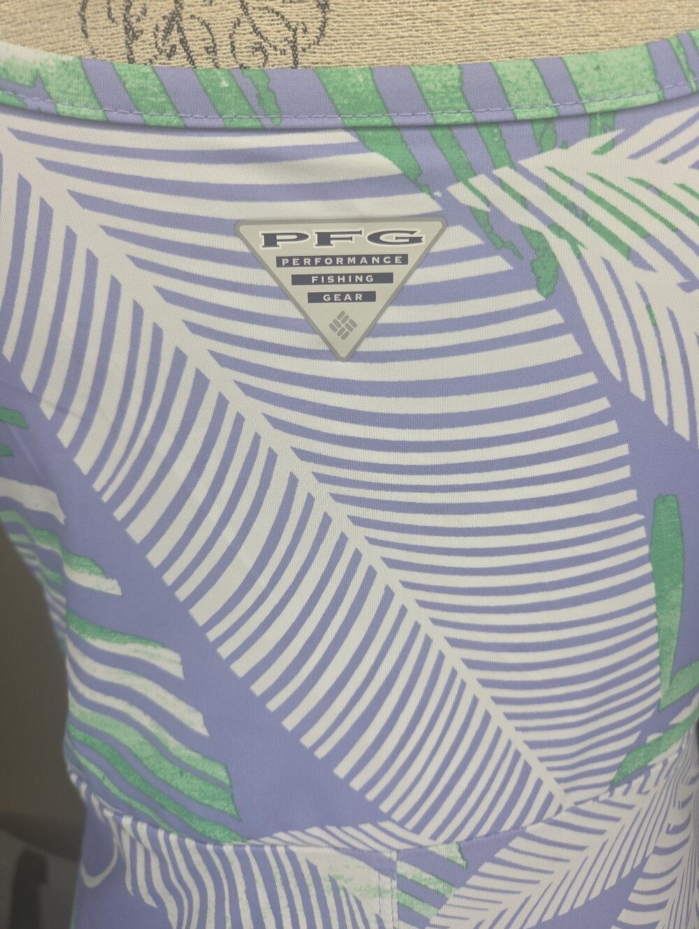 Columbia PFG Freezer Tropical Palm Lavender And Hibiscus Tank Dress Size M - Picture 3 of 5